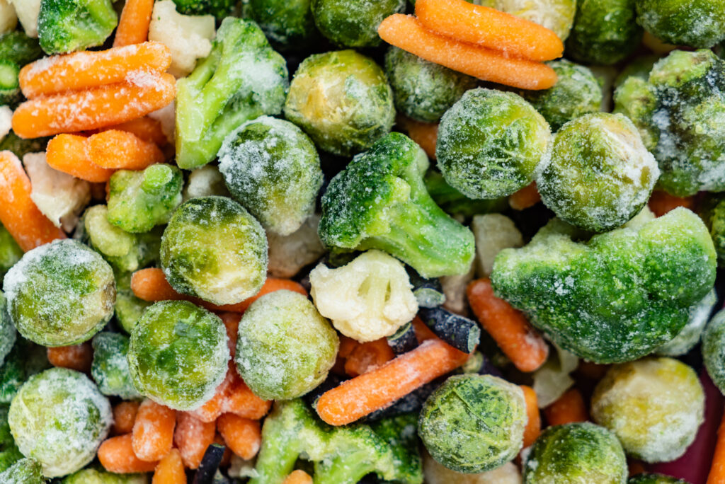 frozen vegetables closeup