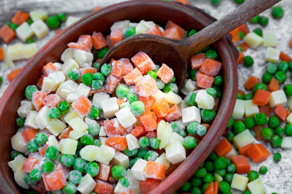 mixed vegetables in a clay bowl