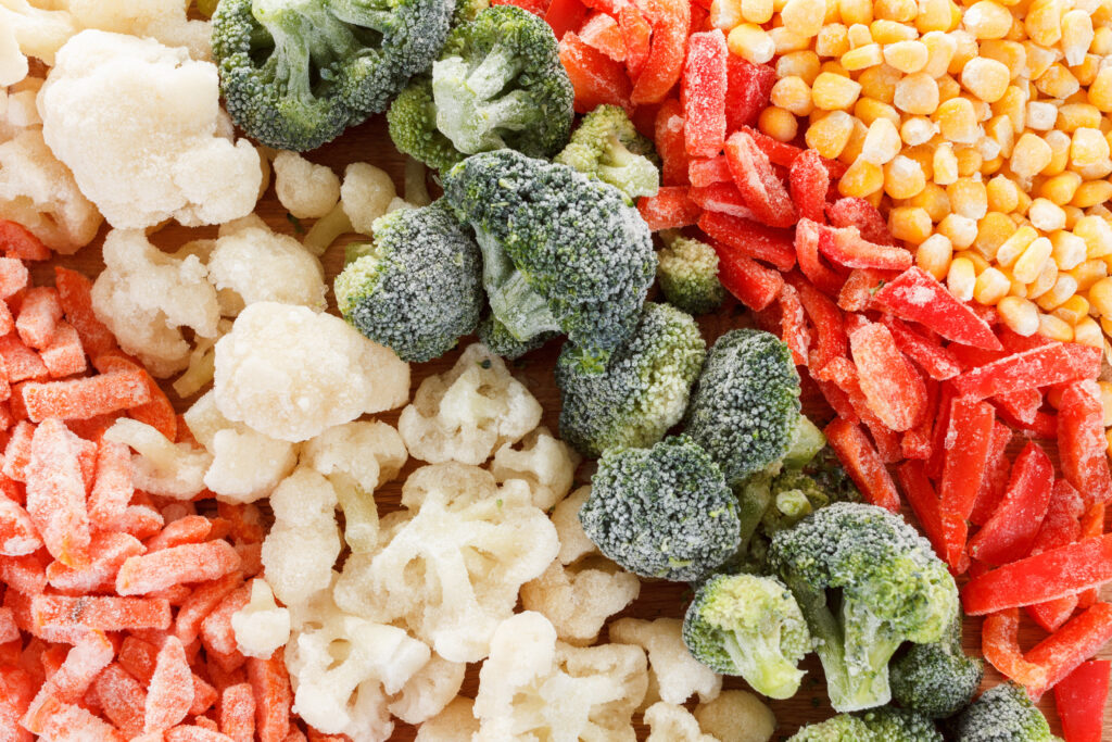 Mixed frozen vegetables background